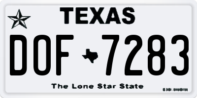 TX license plate DOF7283