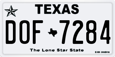 TX license plate DOF7284
