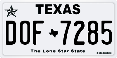 TX license plate DOF7285
