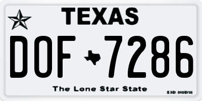 TX license plate DOF7286