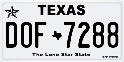 TX license plate DOF7288