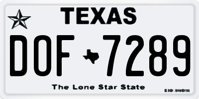 TX license plate DOF7289