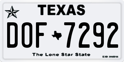 TX license plate DOF7292