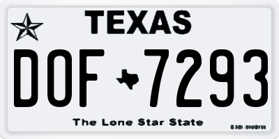TX license plate DOF7293