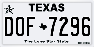 TX license plate DOF7296
