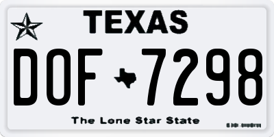 TX license plate DOF7298
