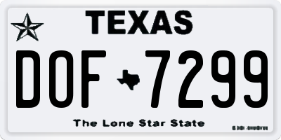TX license plate DOF7299