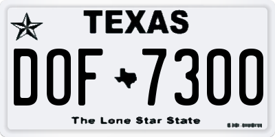 TX license plate DOF7300