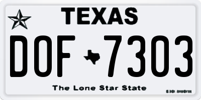 TX license plate DOF7303