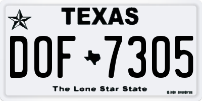 TX license plate DOF7305