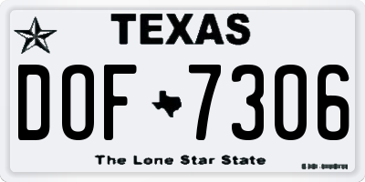TX license plate DOF7306