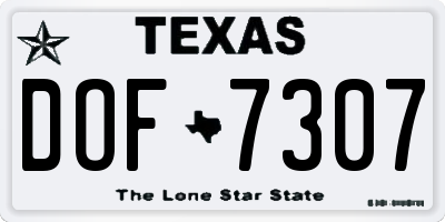 TX license plate DOF7307