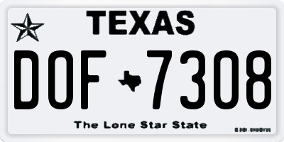 TX license plate DOF7308