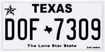 TX license plate DOF7309