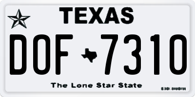 TX license plate DOF7310
