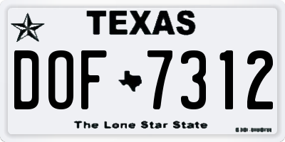 TX license plate DOF7312