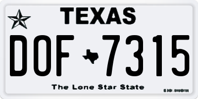 TX license plate DOF7315