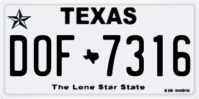 TX license plate DOF7316