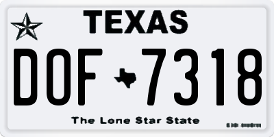 TX license plate DOF7318