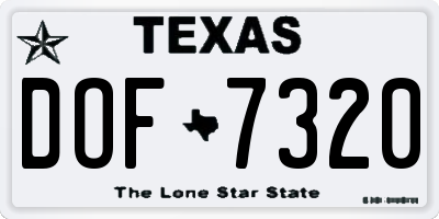 TX license plate DOF7320