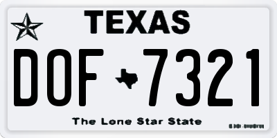 TX license plate DOF7321