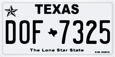 TX license plate DOF7325