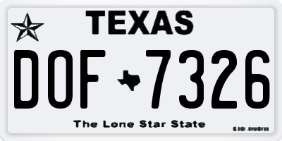 TX license plate DOF7326