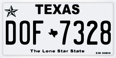 TX license plate DOF7328