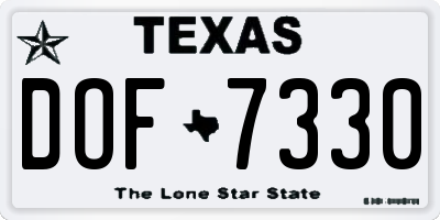 TX license plate DOF7330
