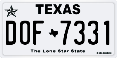 TX license plate DOF7331