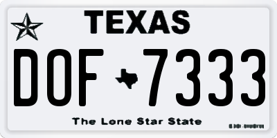 TX license plate DOF7333