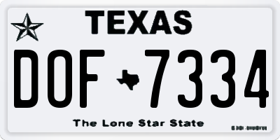 TX license plate DOF7334