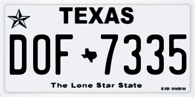 TX license plate DOF7335