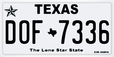 TX license plate DOF7336