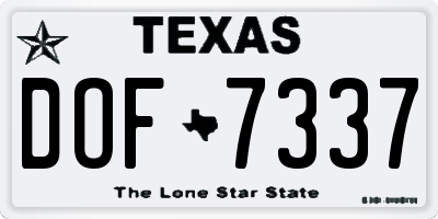 TX license plate DOF7337
