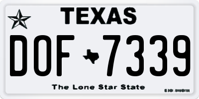 TX license plate DOF7339