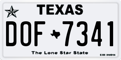 TX license plate DOF7341