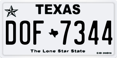TX license plate DOF7344