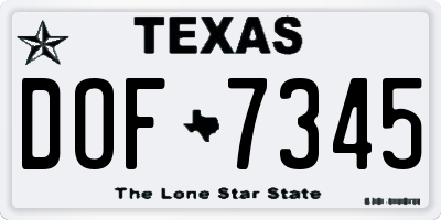 TX license plate DOF7345