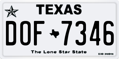 TX license plate DOF7346