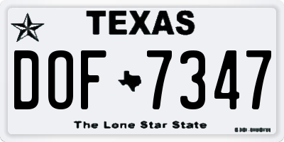 TX license plate DOF7347