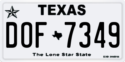 TX license plate DOF7349