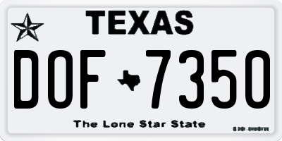TX license plate DOF7350