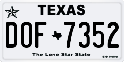 TX license plate DOF7352