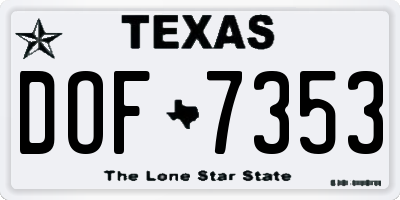 TX license plate DOF7353