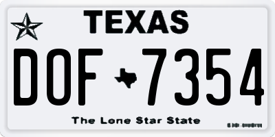 TX license plate DOF7354