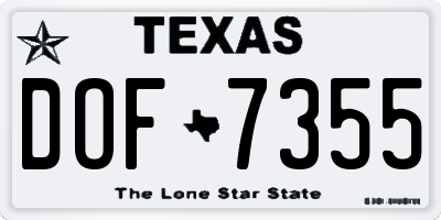 TX license plate DOF7355