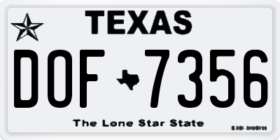 TX license plate DOF7356