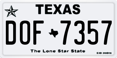 TX license plate DOF7357