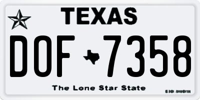 TX license plate DOF7358